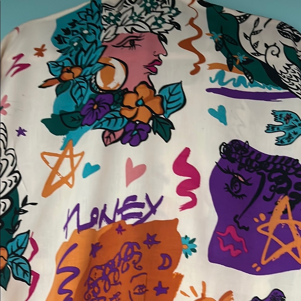 Women’s‎ top Sunburst kiss top women’s XL button up Graphic Print women’s  Shirt - Picture 11 of 13